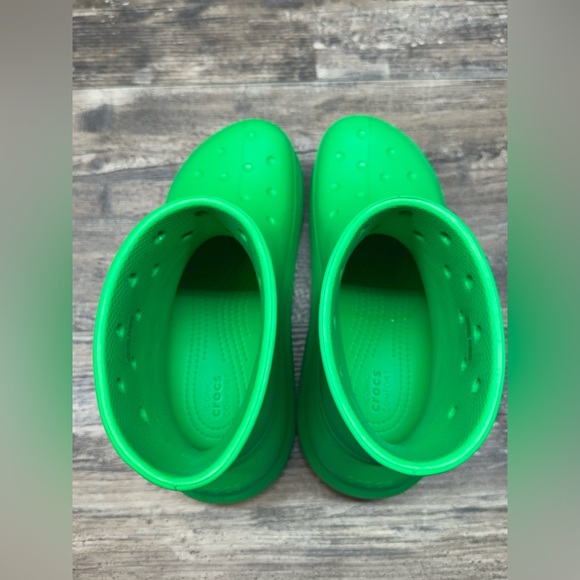 CROCS Classic Crush Waterproof Green Grass Rain Boots Spring W Sz 7 - M Sz 5 - Picture 5 of 13